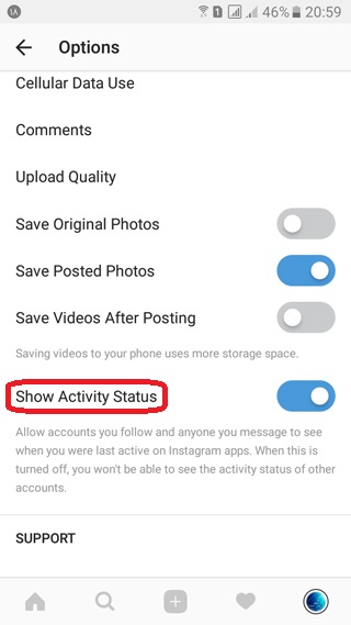 instagram show activity status