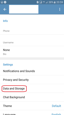 data and storage در تنظیم دانلود خودکار فایلها در تلگرام